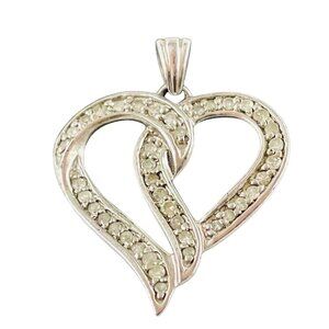 Sterling Silver Heart Pendant w/Moissanite Accent 1g